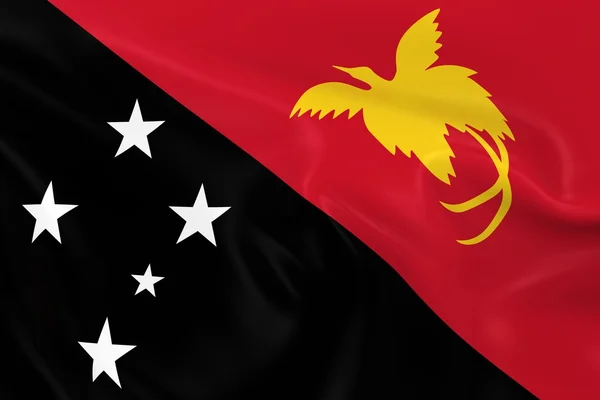 Waving Flag of Papua New Guinea - 3D Render of the Papua New Guinean Flag with Silky Texture — Stock Photo, Image