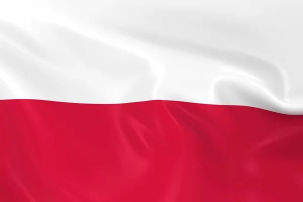 Bandera ondeante de Polonia - 3D Renderizado de la bandera polaca con textura sedosa —  Fotos de Stock