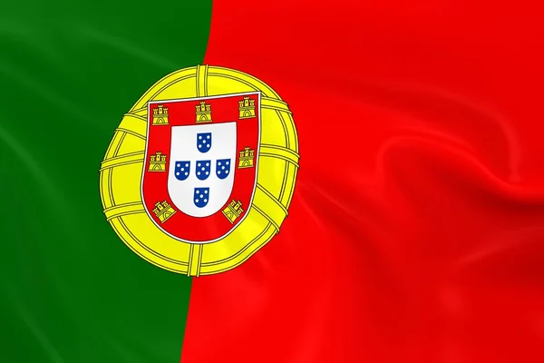 Bandiera sventolante del Portogallo - Render 3D della bandiera portoghese con texture setosa — Foto Stock