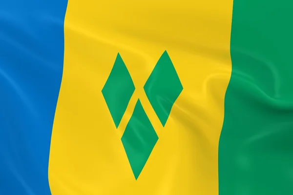 Drapeau ondulé de Saint-Vincent-et-les Grenadines - Rendre 3D du Drapeau Saint-Vincentien avec Texture Soyeuse — Photo