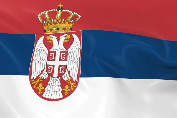 Acenando Bandeira da Sérvia - 3D Render of the Serbian Flag with Silky Texture — Fotografia de Stock