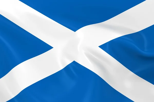 Ondeando la bandera de Escocia - 3D Renderizado de la bandera escocesa con textura sedosa — Foto de Stock