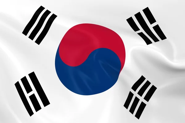 Bandeira ondulante da Coreia do Sul - 3D Render of the South Korean Flag with Silky Texture — Fotografia de Stock