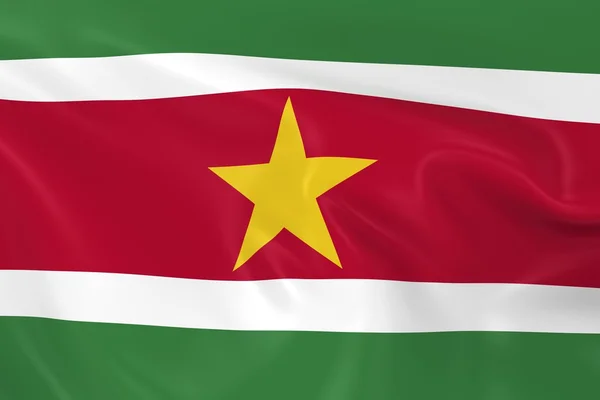 Waving Flag of Suriname - 3D Render of the Surinamese Flag with Silky Texture — Stock Photo, Image