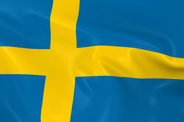 Bandeira ondulante da Suécia - Renderização 3D da bandeira sueca com textura sedosa — Fotografia de Stock