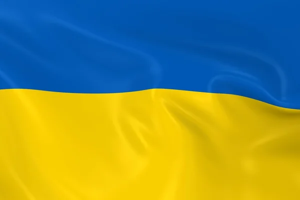 Waving Flag of Ukraine - 3D Render of the Ukrainian Flag with Silky Texture — Stock Photo, Image