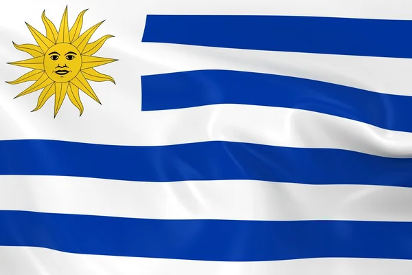 Waving Flag of Uruguay - 3D Render of the Uruguayan Flag with Silky Texture — Stock Photo, Image