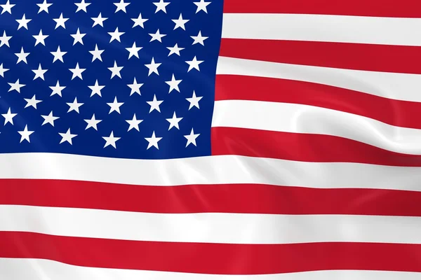 Bandiera sventolante degli Stati Uniti d'America - Render 3D della bandiera americana con texture setosa — Foto Stock