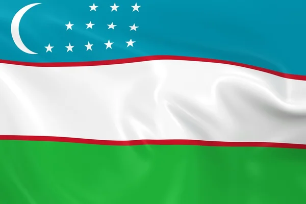 Waving Flag of Uzbekistan - 3D Render of the Uzbekistani Flag with Silky Texture — Stock Photo, Image