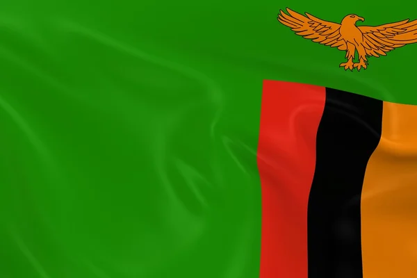 Waving Flag af Zambia 3D Render af det zambiske flag med silkeagtig tekstur - Stock-foto