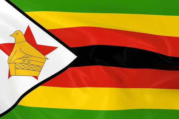 짐바브웨-짐바브웨 국기 부드러운 텍스처의 3d 렌더링의 깃발을 흔들며 — 스톡 사진