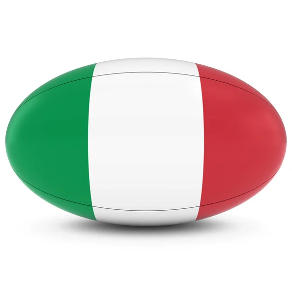 Italia Rugby Bandera de Italia en la pelota de rugby en blanco — Foto de Stock