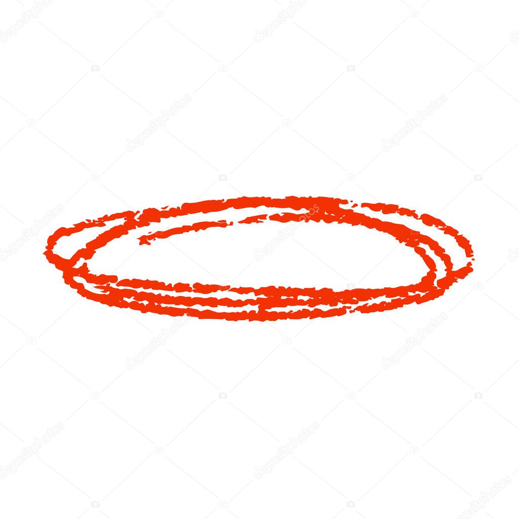 Red hand drawn highlighter circle. Vector illustration