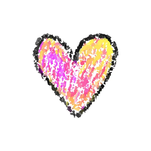手绘爱情之心。彩色蜡笔画情人节设计元素，矢量背景. — 图库矢量图片