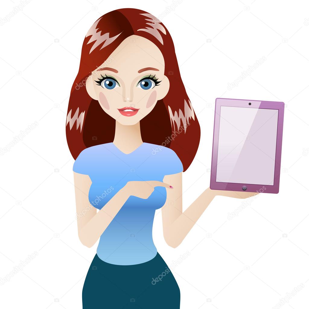 Girl with tablet Stock Vector by ©Kseany 72157003