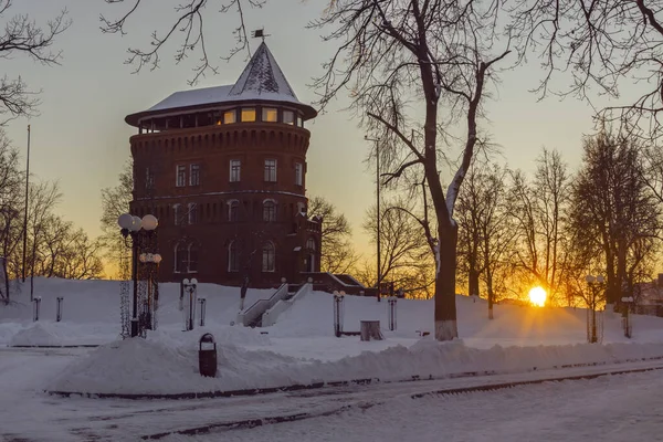 Vladimir Cidade Uma Noite Inverno Pôr Sol — Fotografia de Stock