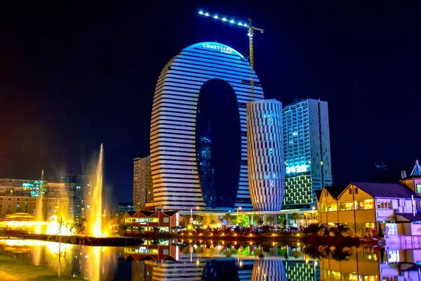 Evening Batumi Dancing Fountain City Buildings — Stock Photo, Image