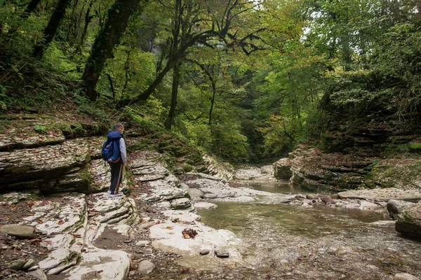 Paseo Por Cañón Del Río Con Niño Cañón Del Río — Foto de Stock