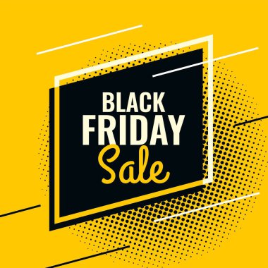 Kara Cuma indirimi sarı ve siyah soyut satış afişi