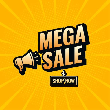 Mega satışı sarı ve siyah soyut satış afişi