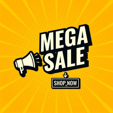 Mega satışı sarı ve siyah soyut satış afişi