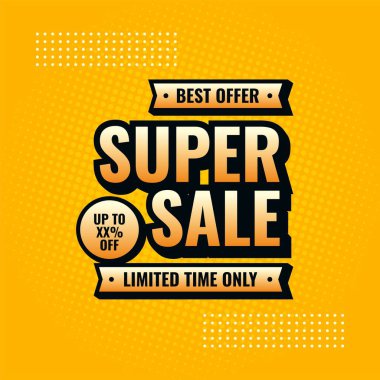 süper satış sarı ve siyah soyut satış afişi şablonu