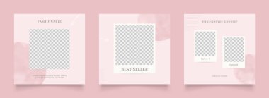 Sosyal medya dijital pazarlama ve satış tanıtımı için moda afişi hazırlıyor. Moda afişi. kırmızı pembe promosyon resim vektör çerçeve resimlemesi