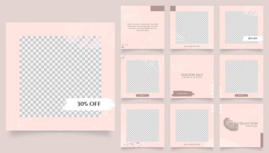 Sosyal medya afiş satış promosyonunu tasvir ediyor. Tamamen düzenlenebilir Instagram ve Facebook kare kare kare kare kare kare kare kare yapboz organik satış posteri. Sıcak turuncu kahverengi vektör arkaplanı.