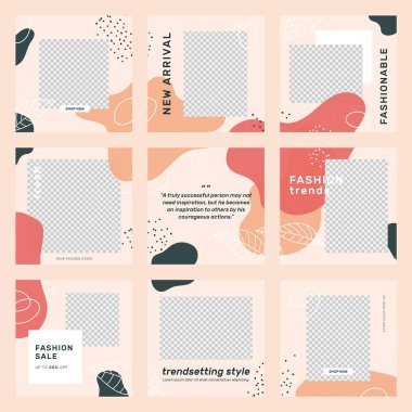 Sosyal medya afiş satış promosyonunu tasvir ediyor. Tam olarak düzenlenebilir instagram ve Facebook kare kare kare kare kare kare kare kare kare yapboz organik satış posteri