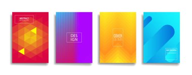 parlak gradyan renk soyut çizgi arkaplan tasarımı. Moda ve canlı renkli modern arkaplan tasarımı. Mavi, kırmızı, turuncu, yeşil pankart, poster kapağı şablonu.