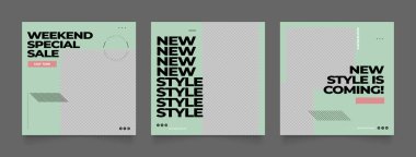 Sosyal medya afiş satış promosyonunu tasvir ediyor. Tamamen düzenlenebilir Instagram ve Facebook kare kare kare kare kare kare kare kare yapboz organik satış posteri. yeşil vektör arkaplanı