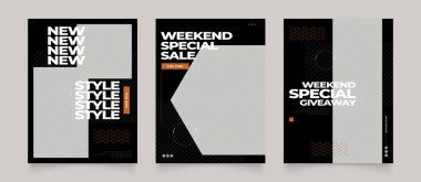 Sosyal medya afiş satış promosyonunu tasvir ediyor. Tamamen düzenlenebilir Instagram ve Facebook kare kare kare kare kare kare kare kare yapboz organik satış posteri. siyah vektör arkaplanı