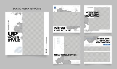 Sosyal medya afiş satış promosyonunu tasvir ediyor. Tamamen düzenlenebilir Instagram ve Facebook kare kare kare kare kare kare kare kare yapboz organik satış posteri. beyaz gri mavi vektör arkaplanı