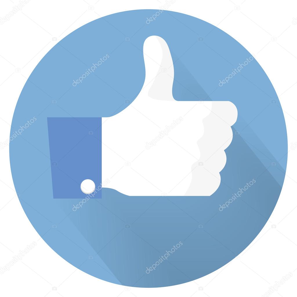 thumbs up hand,like concept social vector flat icon  long shadow illustration