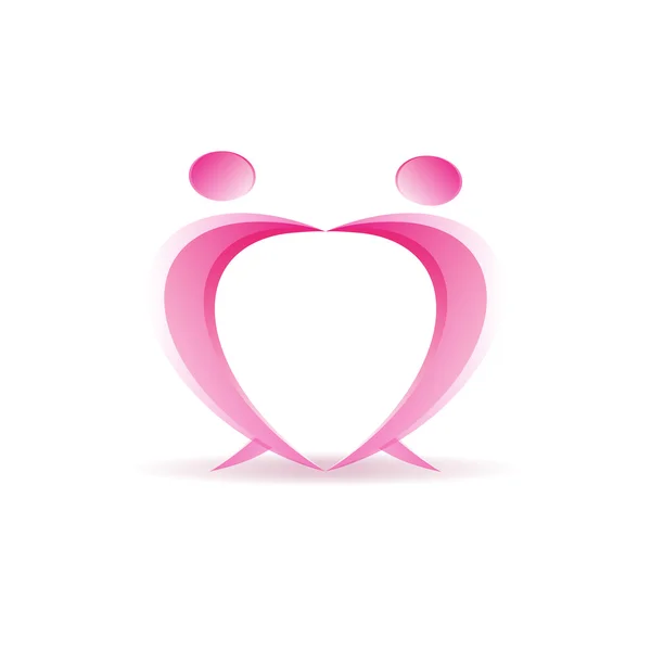 Ludzie tańczą kształt serca opieki zdrowotnej symbol wektor logo ikona designu — Wektor stockowy