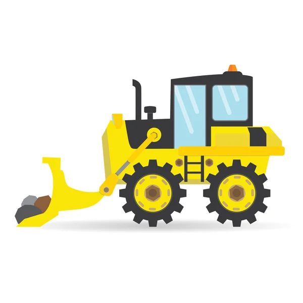 Desenho animado plana bulldozer vetor indústria transporte ilustração — Vetor de Stock