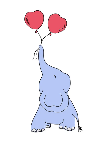 Elephant love balloon — Stock Vector