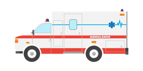 Vector illustratie platte ambulance auto noodgevallen auto — Stockvector