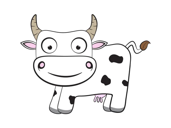 Милый мультфильм плоская корова животного иллюстрации — стоковый вектор
