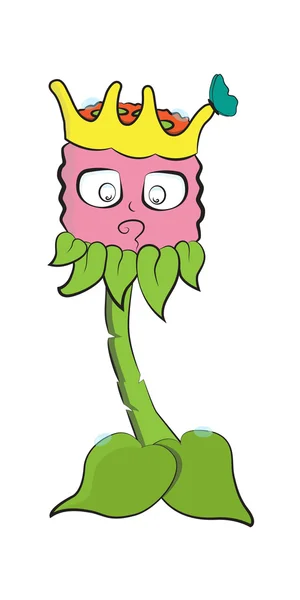 Roi fleur dessin animé mignon vecteur personnage illustration — Image vectorielle