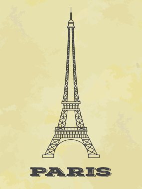 World landmarks. Paris. France. Eiffel tower. Linear Vector illustration retro poster