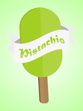 Modern yeşil düz dondurma ile şerit ve fıstık metin iş vektör arka plan Buz lolly