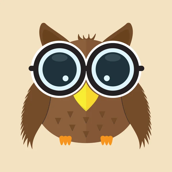 Baby owl with glass cartoon character isolated animal cute — Wektor stockowy