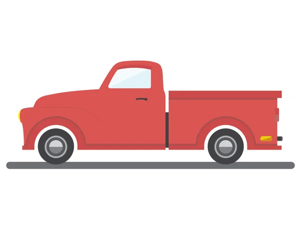 Rot flachen Stil isoliert Frachtwagen Auto Vektor Illustration Transport Pick-up Auto-Symbol — Stockvektor