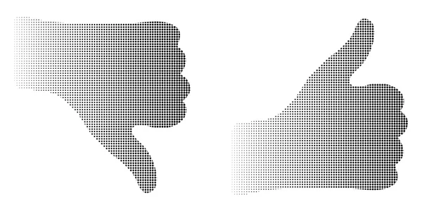 Abstract dotted halftone silhouette thumb hand logo symbol background — Stockový vektor