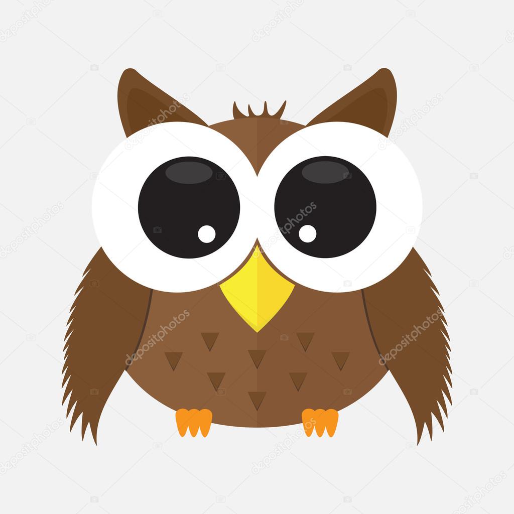 baby owl with glass cartoon character icon isolated background . animal cute logo element