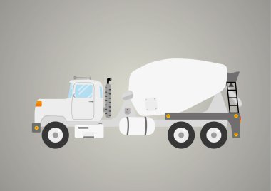 Beton karışımı kamyon düz sanayi araba ağır vasıta izole vektör çizim