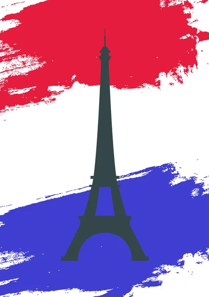 Points de repère mondiaux. Paris. La France. Tour Eiffel avec drapeau abstrait Modèle graphique. design affiche vectoriel illustration — Image vectorielle