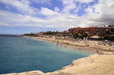 El Duque Beach, Tenerife, Kanarya Adaları'görünümü.