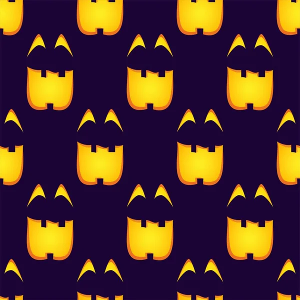 Vector Pattern Halloween Illustration Scary Pumpkin Lights Objects Dark Background — Stock Vector